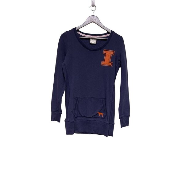Victoria's Secret  5th & Ocean Pink LOVE ILLINOIS Sweatshirt Blue Women's Medium - Picture 1 of 9
